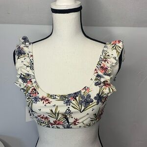 Kulani Kinis NWT White Humming birdette Ruffle Bikini Top Size Medium